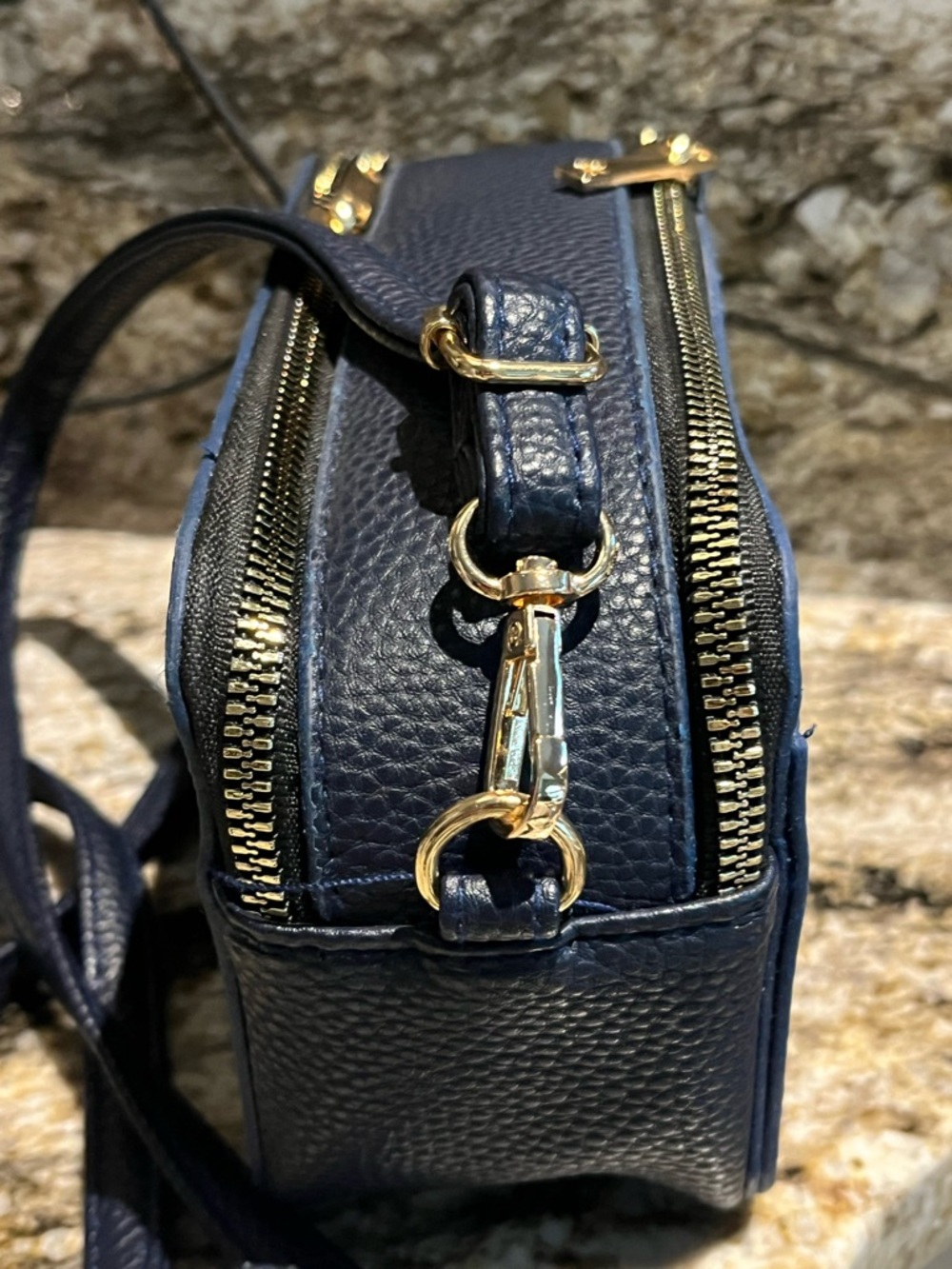 Kedzie Navy Crossbody Bag with Striped Extra Strap - Picture 10 of 15